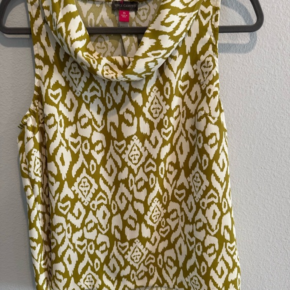 Vince Camuto Olive and White Cowl Neck Blouse - Picture 1 of 3